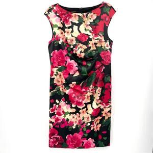 Talbots Floral Print Dress - Red, Pink, Green, Black
